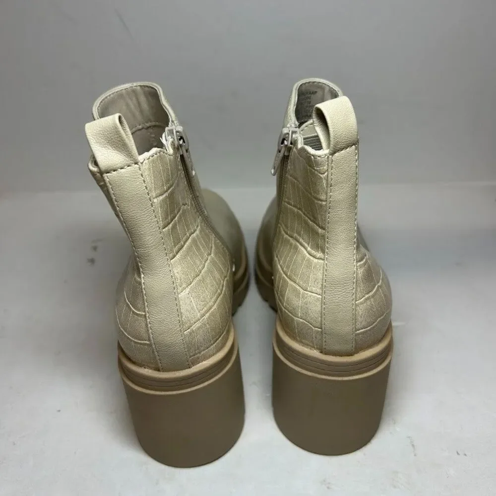 Sun Stone Womens 5.5 M Ecru Croc Veronikaa Block Heel Ankle Booties DISPLAY QH7